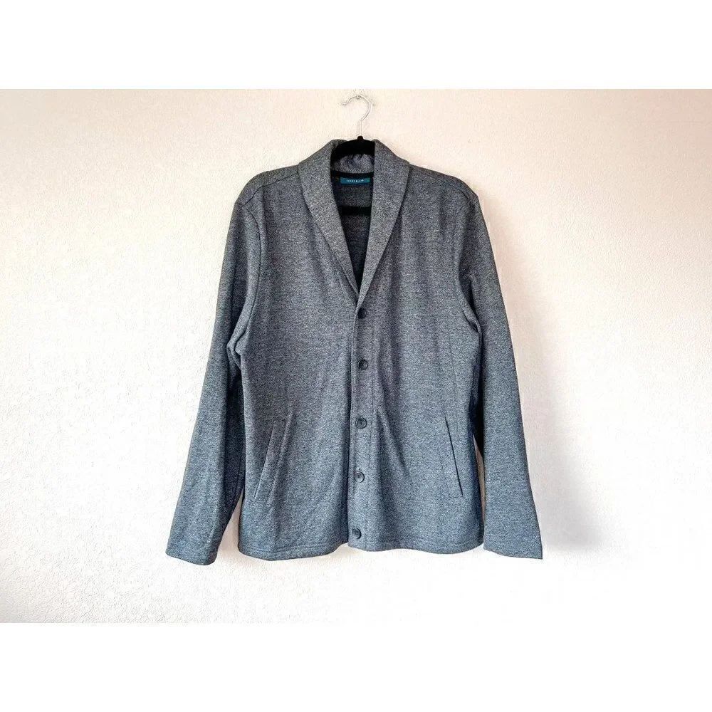 Perry Ellis Collared Button Down Cardigan with Pockets, Size L